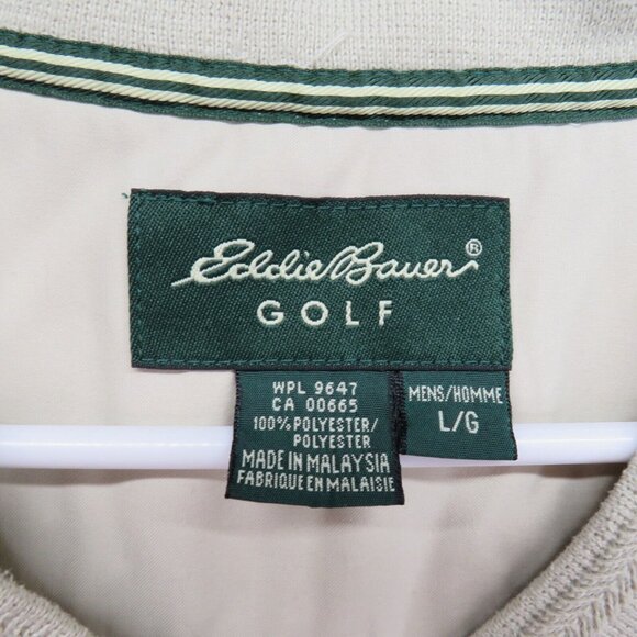Eddie Bauer Golf Vest Mens Size Large Beige V Neck Windbreaker Pockets - Picture 4 of 9